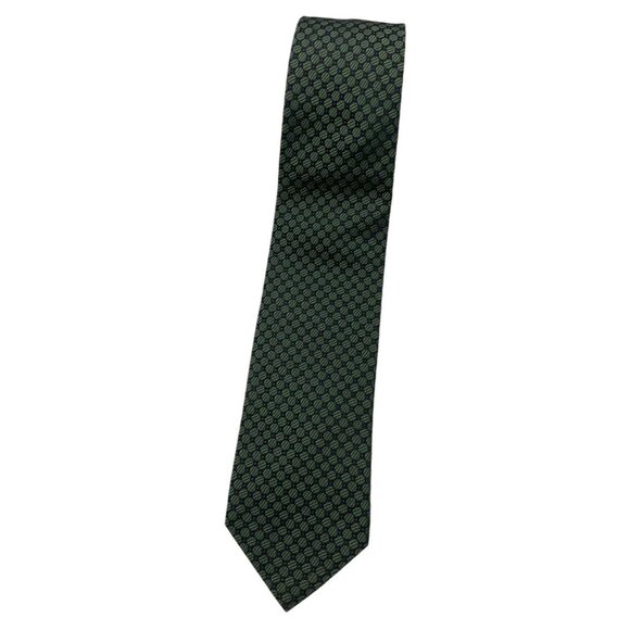 VALENTINO Men's 100% Silk Necktie LUXURY Green Geometric W:3.4" EUC - Picture 1 of 4